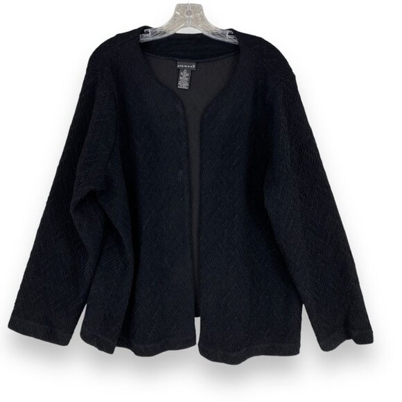 Citiknit Cardigan Sweater 2X Black Open Long‎ Sleeve Stretch Casual - Picture 1 of 7